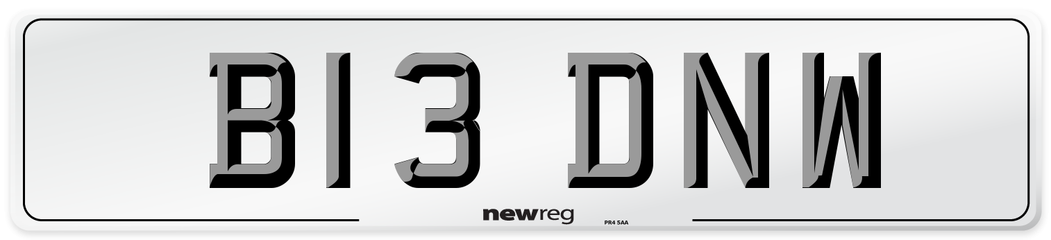 B13 DNW Number Plate from New Reg